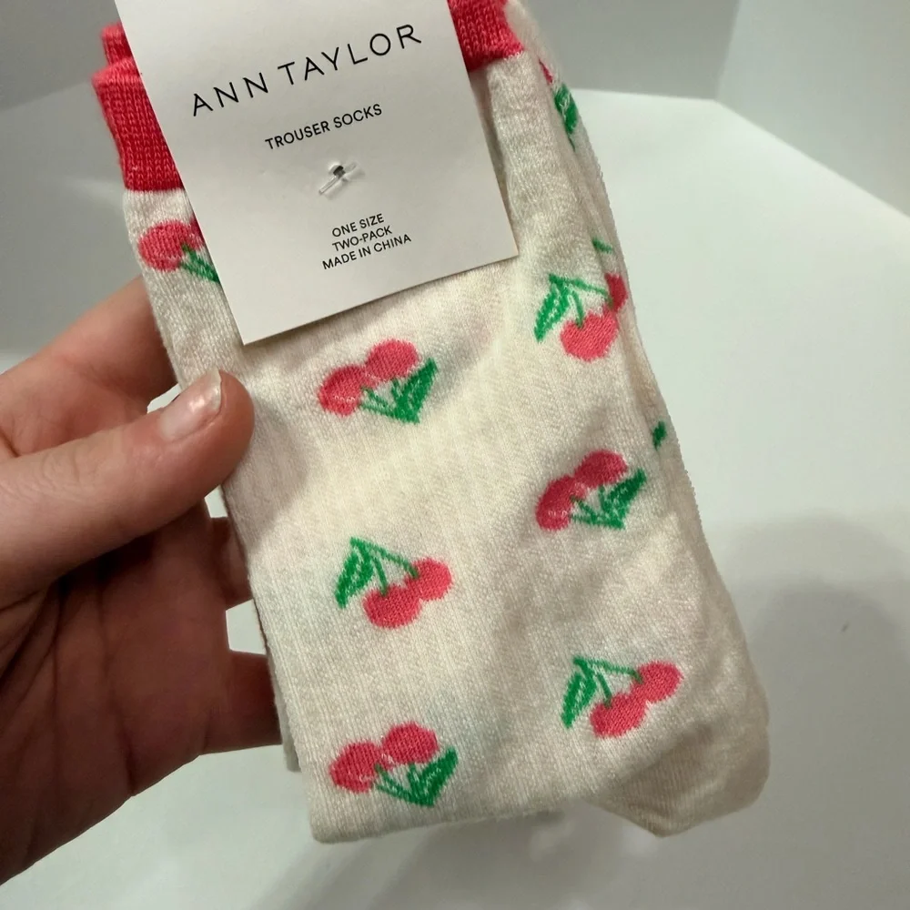 Ann Taylor‎ Striped Socks with Pink Accents
